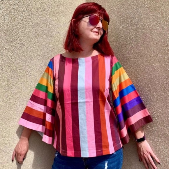 NWT Anthropologie Striped Rainbow Crop Top - Picture 4 of 4